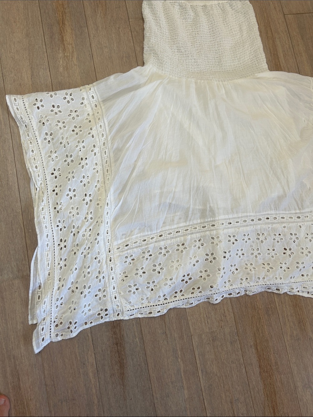 White cotton Eyelet Asymmetrical Maxi Skirt - Women size M - Picture 10 of 15